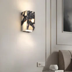 Wabi-Sabi Waterproof Natural Purple Marble Wall Lamp for Bedroom Hallway Entranceway