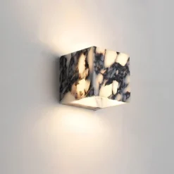Wabi-Sabi Waterproof Natural Purple Marble Wall Lamp for Bedroom Hallway Entranceway