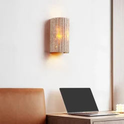 Wabi-sabi Yellow Travertine Half-Cylinder LED Wall Sconce Lamp LED Atmosphere Light Staircase Courtyard Retro Balcony Bathroom Yellow Travertine 110-240V 10 W