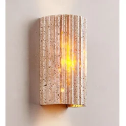 Wabi-sabi Yellow Travertine Half-Cylinder LED Wall Sconce Lamp LED Atmosphere Light Staircase Courtyard Retro Balcony Bathroom Yellow Travertine 110-240V 10 W