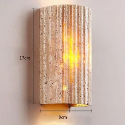 Wabi-sabi Yellow Travertine Half-Cylinder LED Wall Sconce Lamp LED Atmosphere Light Staircase Courtyard Retro Balcony Bathroom Yellow Travertine 110-240V 10 W