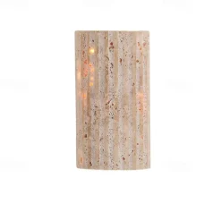 Wabi-sabi Yellow Travertine Half-Cylinder LED Wall Sconce Lamp LED Atmosphere Light Staircase Courtyard Retro Balcony Bathroom Yellow Travertine 110-240V 10 W