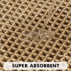 Waffle Bathroom Rugs, Boho Bath Rugs Non Slip Washable, Super Absorbent Bath Mats, Ultra Soft Rubber Backed Shower Mats for Bathroom Floor, Tub and Shower, Brown