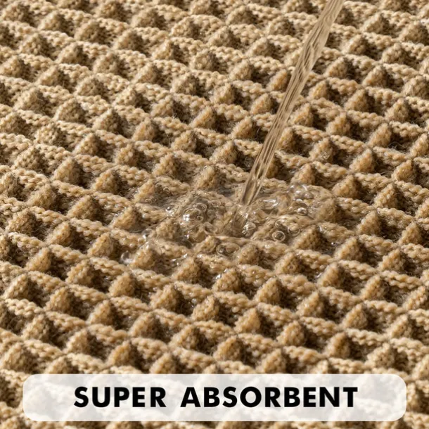 Waffle Bathroom Rugs, Boho Bath Rugs Non Slip Washable, Super Absorbent Bath Mats, Ultra Soft Rubber Backed Shower Mats for Bathroom Floor, Tub and Shower, Brown