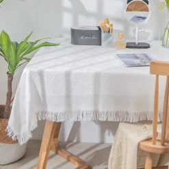 Waffle Weave Tablecloth Textured and Stylish Design Adds Elegance to Dining Tables Durable and Easy to Clean Perfect for Everyday Use or Special Occasions Enhances Your Home Decor with a Minimalist To