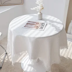 Waffle Weave Tablecloth Textured and Stylish Design Adds Elegance to Dining Tables Durable and Easy to Clean Perfect for Everyday Use or Special Occasions Enhances Your Home Decor with a Minimalist To