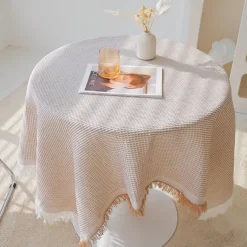 Waffle Weave Tablecloth Textured and Stylish Design Adds Elegance to Dining Tables Durable and Easy to Clean Perfect for Everyday Use or Special Occasions Enhances Your Home Decor with a Minimalist To