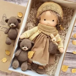 Waldorf Doll Accessories Handmade Soft Girl Accompany Rag Dolls Birthday Gift Knitted Doll Cute Girls Plush Doll Stuffed Toy Personalized Woven Doll Kit