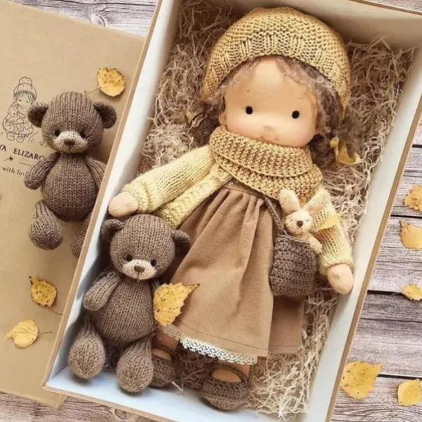 Waldorf Doll Accessories Handmade Soft Girl Accompany Rag Dolls Birthday Gift Knitted Doll Cute Girls Plush Doll Stuffed Toy Personalized Woven Doll Kit