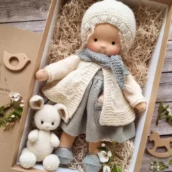 Waldorf Doll Accessories Handmade Soft Girl Accompany Rag Dolls Birthday Gift Knitted Doll Cute Girls Plush Doll Stuffed Toy Personalized Woven Doll Kit
