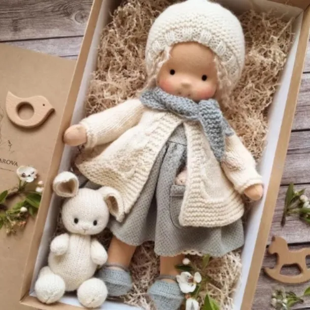 Waldorf Doll Accessories Handmade Soft Girl Accompany Rag Dolls Birthday Gift Knitted Doll Cute Girls Plush Doll Stuffed Toy Personalized Woven Doll Kit