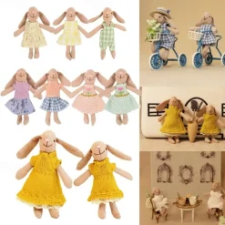 Waldorf Doll Accessories Handmade Soft Bunny Girl Accompany Rag Dolls Birthday Gift Knitted Doll Cute Girls Plush Doll Stuffed Toy Personalized Woven Doll Kit