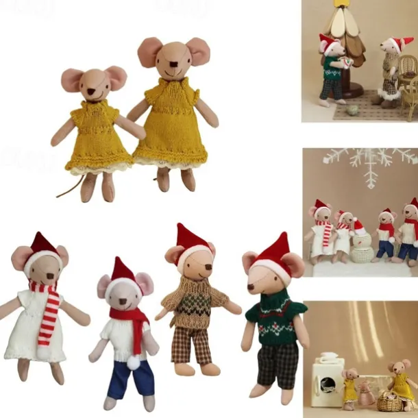 Waldorf Doll Accessories Handmade Soft Baby Mouse Girl Accompany Rag Dolls Birthday Gift Knitted Doll Cute Girls Plush Doll Stuffed Toy Personalized Woven Doll Kit