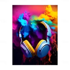 Wall Art Canvas Colorful Neon Gamer Controller Prints and Posters Pictures Decorative Fabric Painting For Living Room Pictures No Frame