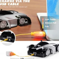 Wall Climbing Remote Control Car Dual Mode 360 Rotating RC Stunt Rechargeable High Speed Race Cars with Headlight Rechargeable Toys for Boys Gift for8-12 Year Old Kids