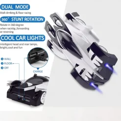 Wall Climbing Remote Control Car Dual Mode 360 Rotating RC Stunt Rechargeable High Speed Race Cars with Headlight Rechargeable Toys for Boys Gift for8-12 Year Old Kids
