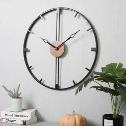 Wall Clock Art Large Modern Wall Clock Large Decor Art Wall Clocks Office Decor Minimalist Black Metal for Kitchen Bedroom Black 60cm
