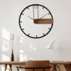 Wall Clock Metal Walnut Pointer Retro Simple Creative Light Luxury Nordic Wall Clock Home Kitchen Office Classroom School 53 60 cm
