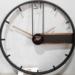 Wall Clock Metal Walnut Pointer Retro Simple Creative Light Luxury Nordic Wall Clock Home Kitchen Office Classroom School 53 60 cm