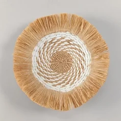 Wall Decoration Wall Hanging Cattail Weaving Ethnic Style Raffia Tassel Edge Bohemian B&B Hotel Restaurant