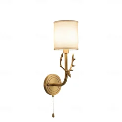 Wall Lamp Antique Wall Sconces for Bedroom Corridor Nordic Fabric Night Light Wall Mounted Antler Lighting Fixtures Brass