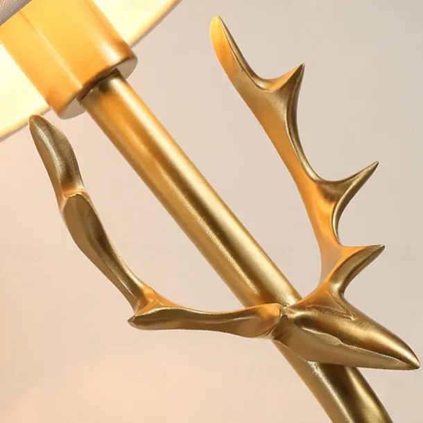 Wall Lamp Antique Wall Sconces for Bedroom Corridor Nordic Fabric Night Light Wall Mounted Antler Lighting Fixtures Brass