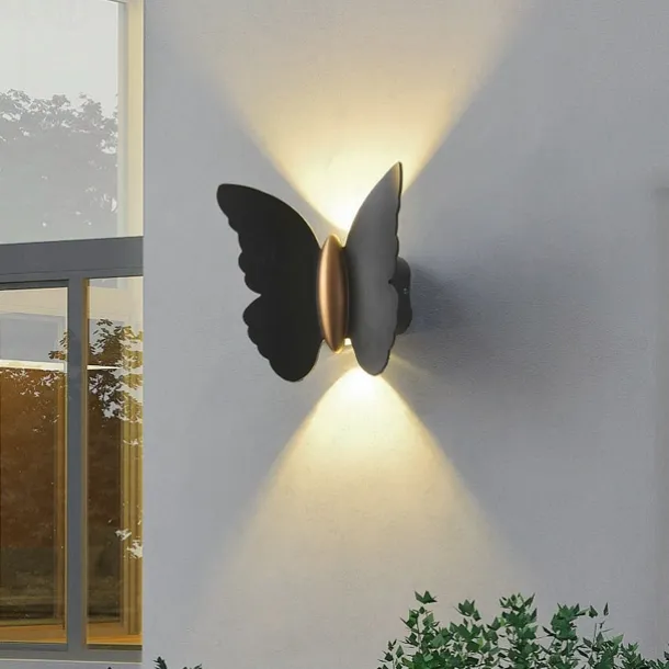 Wall lamp Outdoor Wall Light Butterfly Design 3000K 10W IP65 Waterproof Up and Down Light Modern Minimalist Aisle Stairs Courtyard gate Super Bright led Outdoor Wall Light Warm White