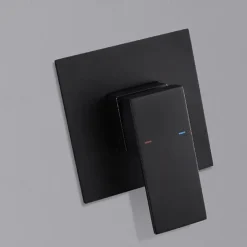 Wall Mount Bathroom Sink Mixer Faucet Matte Black, Concealed Washroom Basin Taps Waterfall Spout Single Handle 2 Hole, Rough in Valve Mixer Bathtub Taps