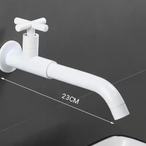 Wall Mounted Bathroom Sink Faucet Cold Only, 360 Swivel Brass Basin Taps, Single Handle One Hole Vessel Tap Washroom