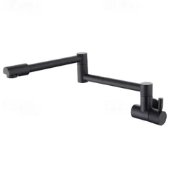 Wall Mounted Kitchen Faucet,Brass Single Handle One Hole Widespread Foldable and Rotatable Painted Finishes Pot Filler Contemporary Kitchen Taps with Hot and Cold Water