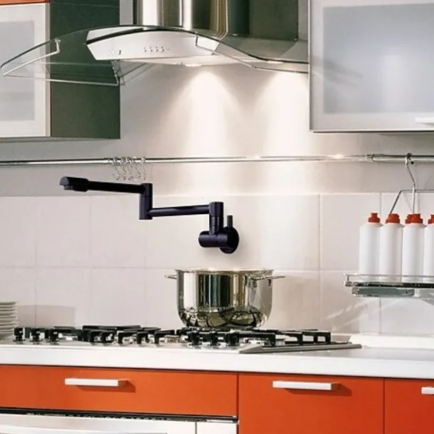 Wall Mounted Kitchen Faucet,Brass Single Handle One Hole Widespread Foldable and Rotatable Painted Finishes Pot Filler Contemporary Kitchen Taps with Hot and Cold Water