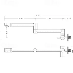 Wall Mounted Kitchen Faucet,Brass Single Handle One Hole Widespread Foldable and Rotatable Painted Finishes Pot Filler Contemporary Kitchen Taps with Hot and Cold Water
