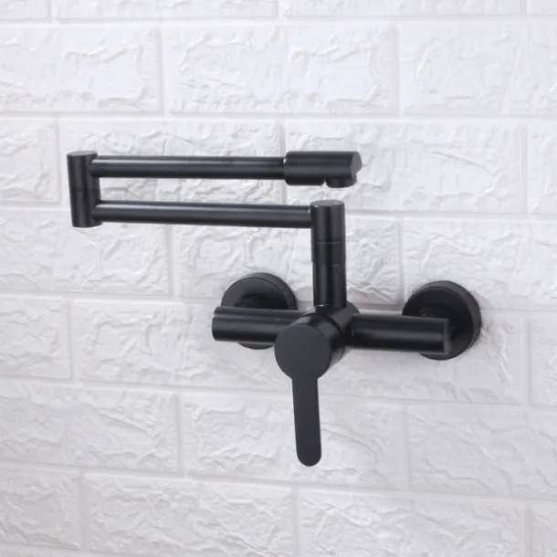 Wall Mounted Kitchen Sink Mixer Faucet, Foldable Pot Filler Facuet,Single Handle Two Holes Folding Taps, Electroplated / Painted Finishes Pull-out / Pull-down / Pot Filler Wall Mounted / Brass