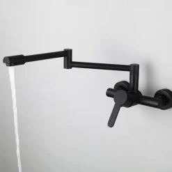 Wall Mounted Kitchen Sink Mixer Faucet, Foldable Pot Filler Facuet,Single Handle Two Holes Folding Taps, Electroplated / Painted Finishes Pull-out / Pull-down / Pot Filler Wall Mounted / Brass