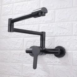 Wall Mounted Kitchen Sink Mixer Faucet, Foldable Pot Filler Facuet,Single Handle Two Holes Folding Taps, Electroplated / Painted Finishes Pull-out / Pull-down / Pot Filler Wall Mounted / Brass