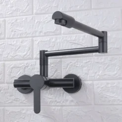 Wall Mounted Kitchen Sink Mixer Faucet, Foldable Pot Filler Facuet,Single Handle Two Holes Folding Taps, Electroplated / Painted Finishes Pull-out / Pull-down / Pot Filler Wall Mounted / Brass