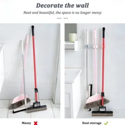 Wall Mounted Mop Organizer Holder Broom Hanger Bathroom Hook Rack Kitchen Storage Tool Seamless Adhesive Home Clip Hanging