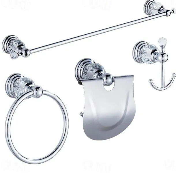 Wall Mounted Silver Bathroom Hardware Towel Bar, Robe Hook, Towel Holder, Toilet Paper Holder, 304Stainless Steel - for Home and Hotel bathroom