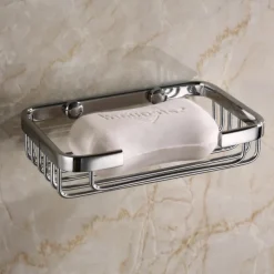 Wall Mounted Soap Holder Chrome,Soap Dish for Shower Wall Chrome-Durable and Sturdy,Easy to Install-Solid Brass