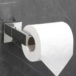 Wall Mounted Stainless Steel Bathroom Toilet Paper Holder,New Design Self-adhesive Creative Low-carbon Steel Metal Bathroom Decoration 1pc