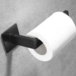 Wall Mounted Stainless Steel Bathroom Toilet Paper Holder,New Design Self-adhesive Creative Low-carbon Steel Metal Bathroom Decoration 1pc