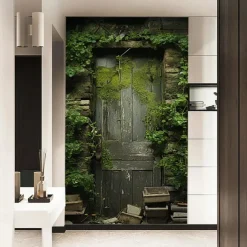 Wall Mural Wallpaper Mural Upperstairs Door Cover Porch Wall Covering Sticker Peel and Stick Removable PVC/Vinyl Material Self Adhesive/Adhesive Required Wall Decor for Living Room, Kitchen, Bathroom