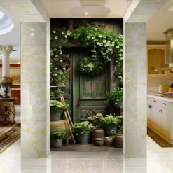 Wall Mural Wallpaper Mural Upperstairs Door Cover Porch Wall Covering Sticker Peel and Stick Removable PVC/Vinyl Material Self Adhesive/Adhesive Required Wall Decor for Living Room, Kitchen, Bathroom