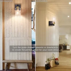 Wall Sconces Black & Gold 1 Light Wall Sconce, Modern Wall Light Fixtures, Farmhouse Wall Sconces with Clear Glass Shade, Wall Lights for Living Room, Bedroom, Stair, Bathroom, Hallway 110-240V