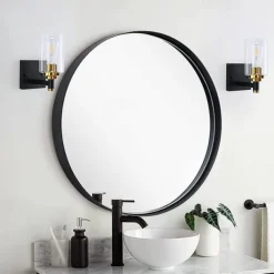 Wall Sconces Black & Gold 1 Light Wall Sconce, Modern Wall Light Fixtures, Farmhouse Wall Sconces with Clear Glass Shade, Wall Lights for Living Room, Bedroom, Stair, Bathroom, Hallway 110-240V