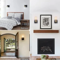 Wall Sconces Black & Gold 1 Light Wall Sconce, Modern Wall Light Fixtures, Farmhouse Wall Sconces with Clear Glass Shade, Wall Lights for Living Room, Bedroom, Stair, Bathroom, Hallway 110-240V