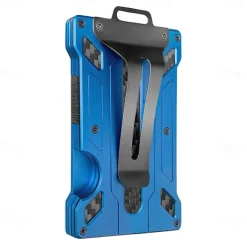 Wallet For Men - Slim Aluminum Metal Money Clip with 1 Clear window ID Badge Holder, RFID Blocking, Holds up 15 Cards with Cash Clip. Ultra-Thin Minimalist Wallet