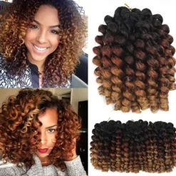 Wand Curl Crochet Braids Hair 8 Inch Jamaican Wand Curl Ombre Crochet Hair Jamaican Bounce Crochet Hair Wand Curl Colored Crochet Braids Ringlet Twist Hair Extension Crochet Hair For Black Women