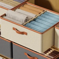 Wardrobe Clothes Storage Box, Fabric Foldable Storage Box, Storage Organizer Case, Large Capacity Clothes Pants Underwear Socks Sorting Storage Case, Household Storage Organizer