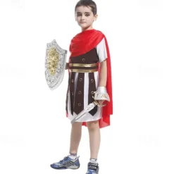 Warrior Cosplay knight Halloween Cosplay Costume Rome Kid's Boys' Halloween Carnival Mardi Gras Party Halloween Easy Halloween Costumes Dress Up